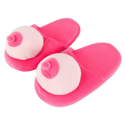Plush Slippers Pink Boobs