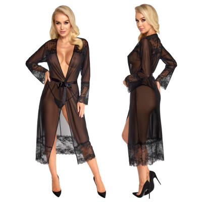Kissable Long Kimono Black