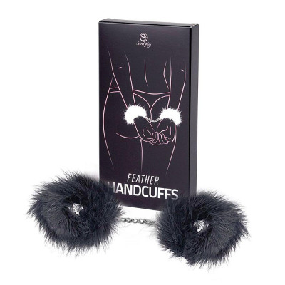 Marabou Handcuffs Black Plush