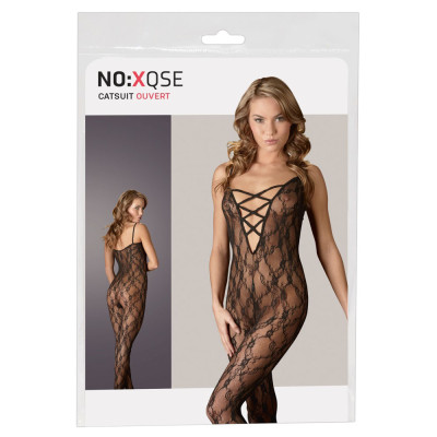 Black catsuit finished in a...